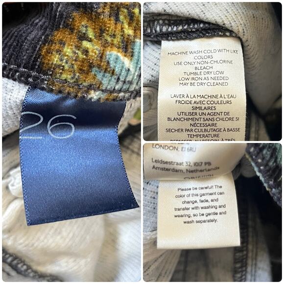 Pilcro Anthropologie The Icon Size 26 Print Corduroy Flare Pant 29.5 Inch Inseam - Picture 13 of 14